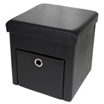 TABURET PLIABIL CU SERTAR - 38X38X38CM / NEGRU