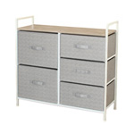 COMODA 5 SERTARE TEXTILE / 83X29X77CM - GRI/ALB