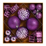 SET ORNAMENTE PLASTIC DE CRACIUN / VIOLET - 30P.