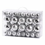 SET ORNAMENTE PLASTIC DE CRACIUN / ARGINTIU - 68P.