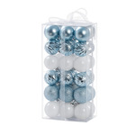 SET ORNAMENTE PLASTIC DE CRACIUN / ALBASTRU-ALB - 36P.