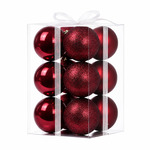 SET ORNAMENTE PLASTIC DE CRACIUN / BORDO - 12P.