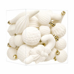 SET ORNAMENTE CATIFELATE DE CRACIUN / CREM - 28P.