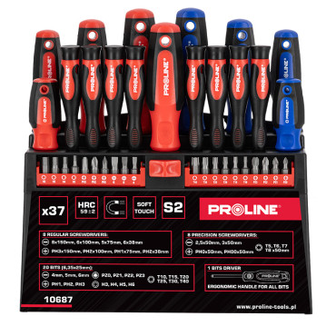 Set surubelnite s2 maner soft-touch cu stand - 37p.