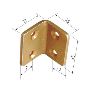 Coltar metalic dreptunghiular 35/25x27mm
