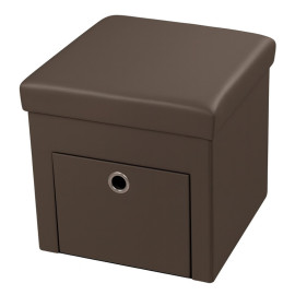 taburet pliabil cu sertar - 38x38x38cm / maro