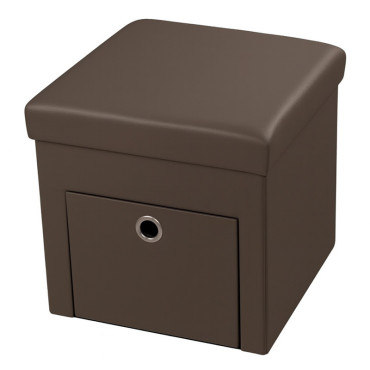 Taburet pliabil cu sertar - 38x38x38cm / maro