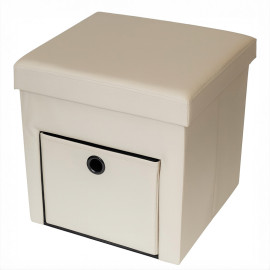 taburet pliabil cu sertar - 38x38x38cm / bej