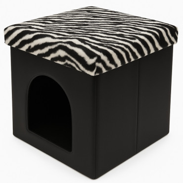 Taburet pliabil culcus animale - 38x38x38cm / zebrat