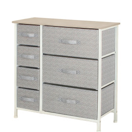 comoda 7 sertare textile / 63x31x73cm - gri/alb