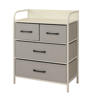 Comoda 4 sertare textile / 58x29x79cm - gri/alb