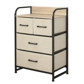 comoda 4 sertare textile / 58x29x79cm - bej/negru