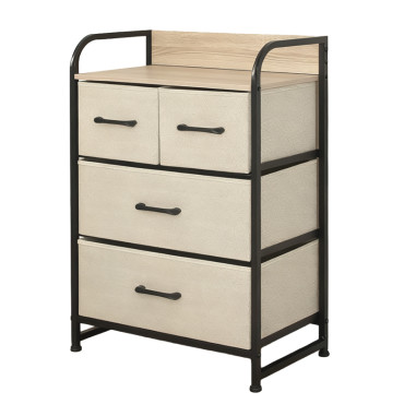 Comoda 4 sertare textile / 58x29x79cm - bej/negru