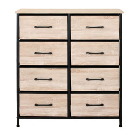 comoda 8 sertare textile / 80x30x90cm - lemn/negru