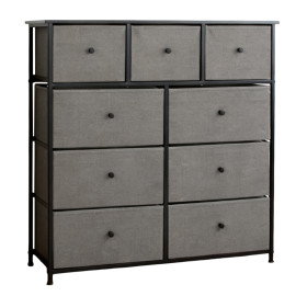 comoda 9 sertare textile / 100x30x99cm - antracit/negru