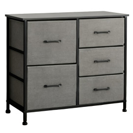 comoda 5 sertare textile / 85x30x73cm - antracit/negru