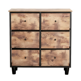 comoda 6 sertare textile / 80x30x73cm - vintage/negru
