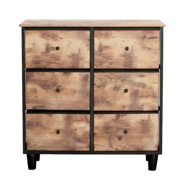 Comoda 6 sertare textile / 80x30x73cm - vintage/negru