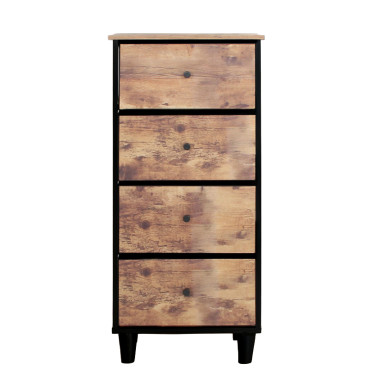Comoda 4 sertare textile / 45x30x94cm - vintage/negru