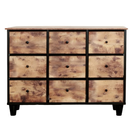 comoda 9 sertare textile / 110x30x73cm - vintage/negru