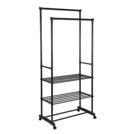 suport haine dublu cu poli?e - 78.5x41.5x165cm / 15kg