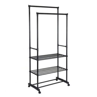 Suport haine dublu cu poli?e - 78.5x41.5x165cm / 15kg