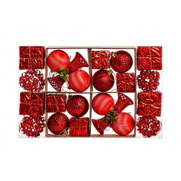 Set ornamente de craciun / rosu - 24p.