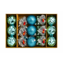 set ornamente de craciun / albastru - 15p.