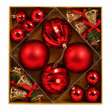 Set ornamente de craciun / rosu - 32p.