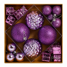 set ornamente plastic de craciun / violet - 30p.