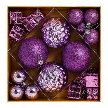 Set ornamente plastic de craciun / violet - 30p.