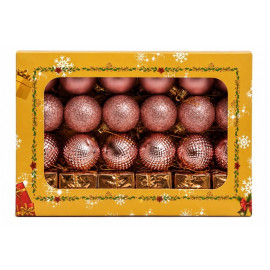 set ornamente plastic de craciun / roz - 48p.