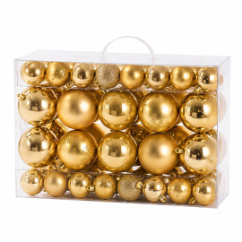 set ornamente plastic de craciun / auriu - 68p.