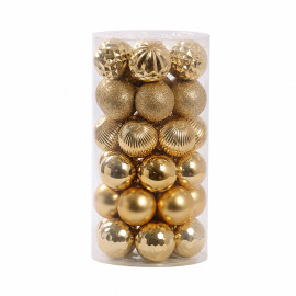 set ornamente plastic de craciun / auriu - 24p.