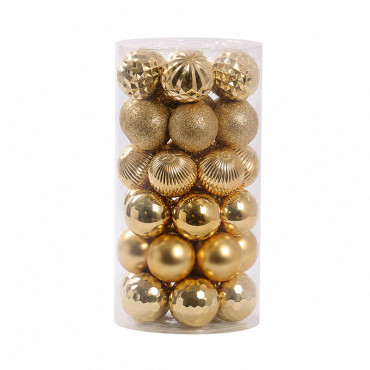 Set ornamente plastic de craciun / auriu - 24p.