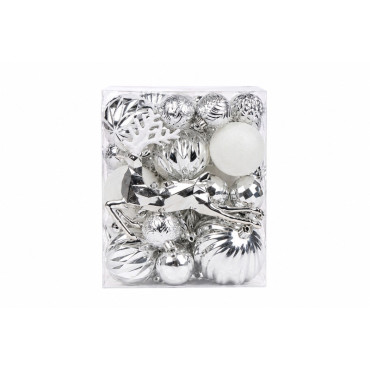 Set ornamente de craciun / argintiu - 48p.