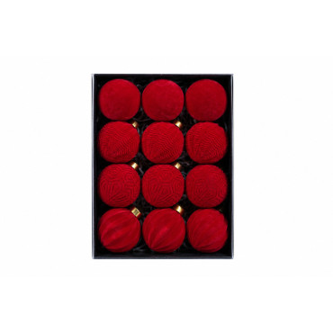 Set ornamente lux de craciun / rosu - 12p.