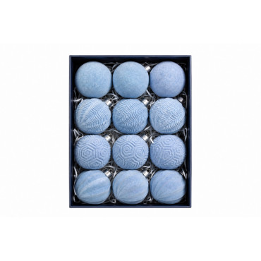 Set ornamente lux de craciun / albastru-deschis - 12p.