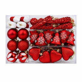 set ornamente diversificate de craciun / rosu - 72p.