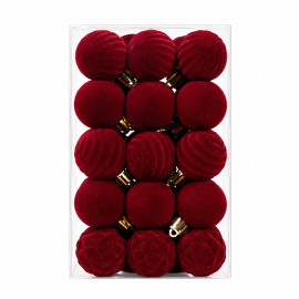 set ornamente catifelate de craciun / visiniu - 30p.