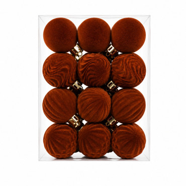 Set ornamente catifelate de craciun / cafeniu - 24p.