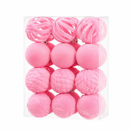 set ornamente catifelate de craciun / crem - 24p.