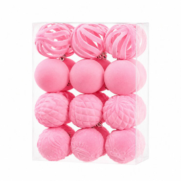 Set ornamente catifelate de craciun / crem - 24p.