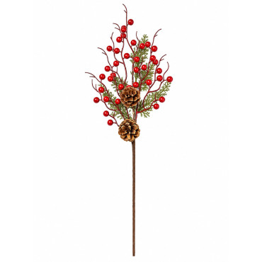 Crenguta decorativa de craciun - bobite-conuri 57cm