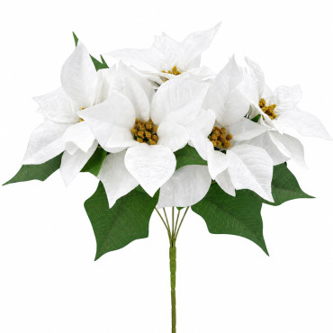 Crenguta decorativa de craciun - floare alba 42cm