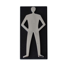 semn wc cu placa adeziva fixare - 63mm / crom / barbat