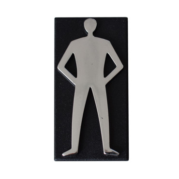 Semn wc cu placa adeziva fixare - 63mm / crom / barbat