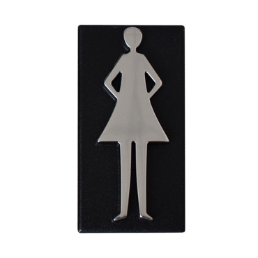 Semn wc cu placa adeziva fixare - 63mm / crom / femeie