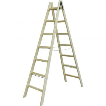 Scara lemn dubla cu lant sustinere 185cm / 5 trepte / n