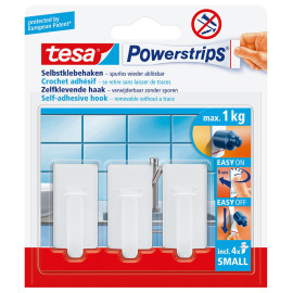 carlig adeziv detasabil dreptunghi - 1kg / alb, 3/set